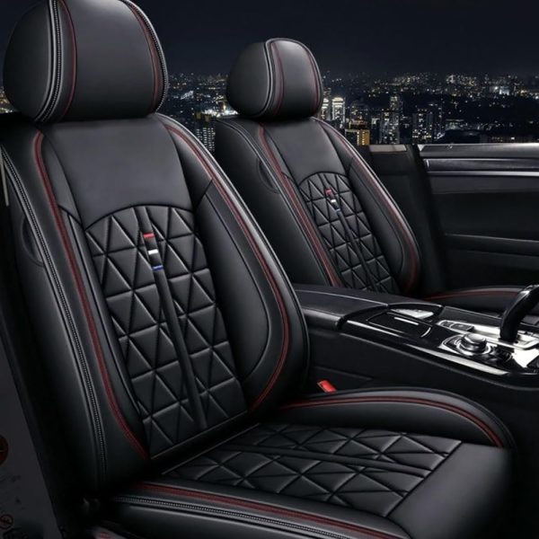 Car Seat Covers Front Seats Universal, Faux Leather Seat Covers Car, Pack of 2 Protective Cover Car Seat Front Waterproof, Airbag Compatible, Compatible with Most Saloons SUV