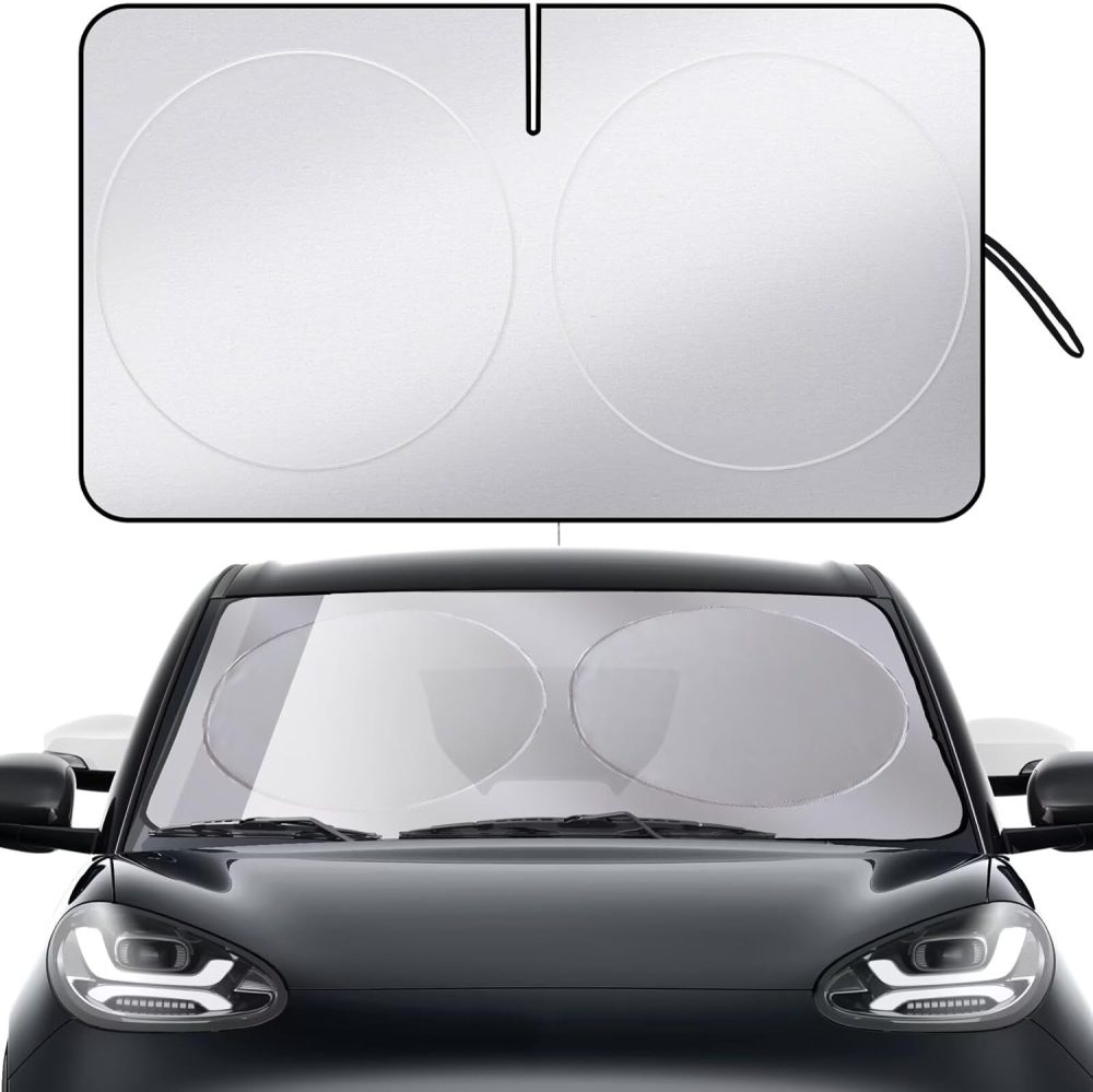 Windshield Sun Shade for Car Foldable Front Window Sun Visor 240T Reflective Fabric Blocks UV Rays and Sun,  Interior Protection for Cars,Trucks, s|M (63”x31.5”)