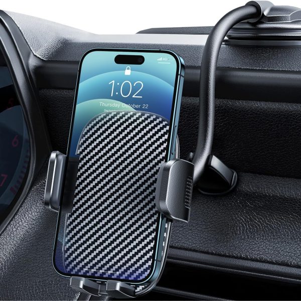 Car Phone Holder - Flexible Gooseneck Long Arm Phone Mount for Windshield with Washable Strong Suction Cup for All iPhone Android Smartphone