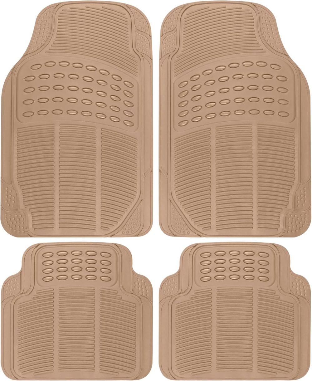 Heavy Duty 4pc Front & Rear Rubber Floor Mats for Car SUV Van & Truck-All Weather Protection Universal Fit