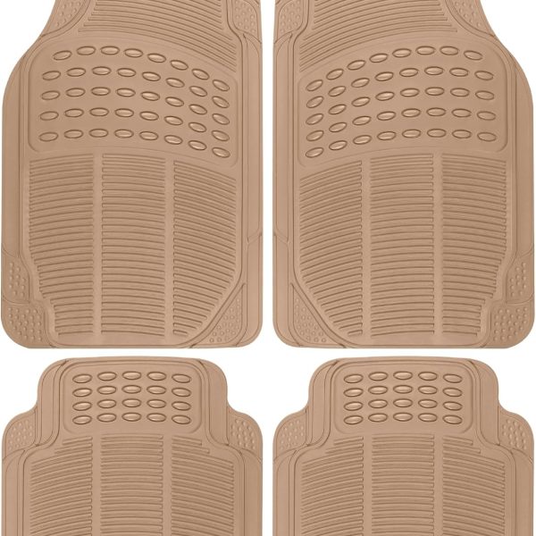 Heavy Duty 4pc Front & Rear Rubber Floor Mats for Car SUV Van & Truck-All Weather Protection Universal Fit