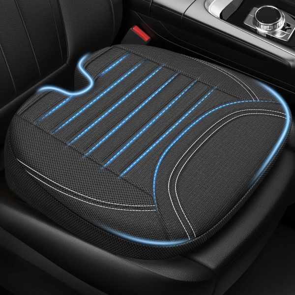 All-Season Car Seat Cushion for Comfortable & Safe Driving, Breathable Seat Cushion for Car with Ventilated Channel & Mesh Cover, Memory Foam for Sciatica, Tailbone & Back Pain Relief, Anti-Slip