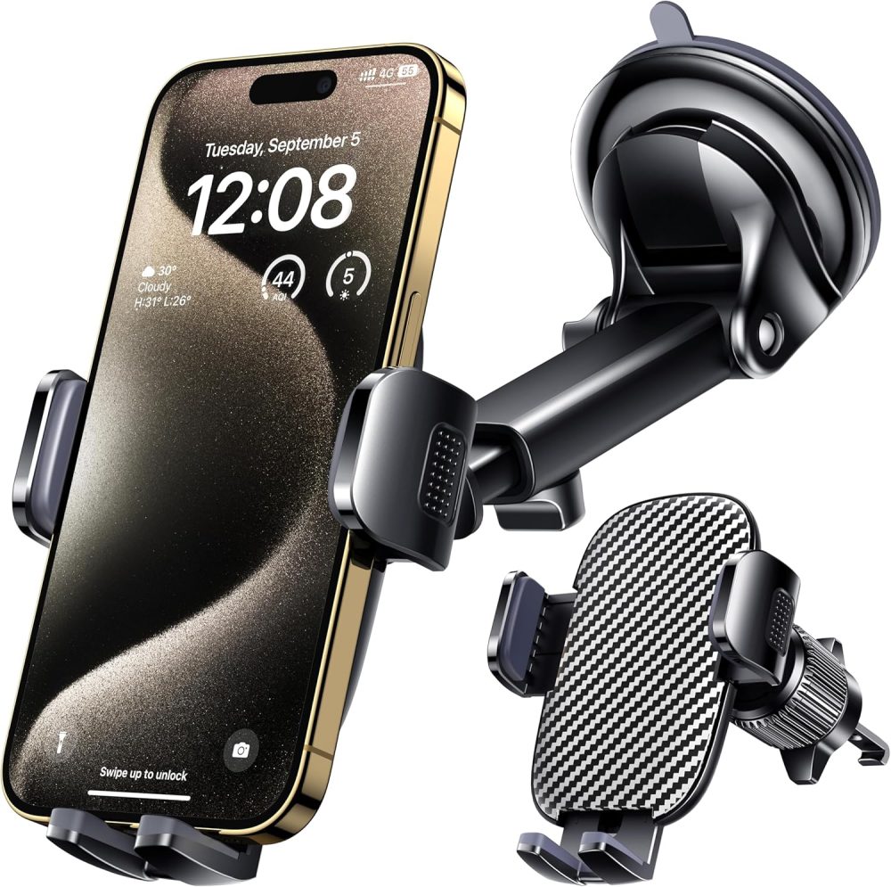 Car Phone Holder Mount Phone Mount for Car Windshield Dashboard Air Vent Universal Hands Free Automobile Cell Phone Holder Fit for iPhone Smartphone Camera Mounts